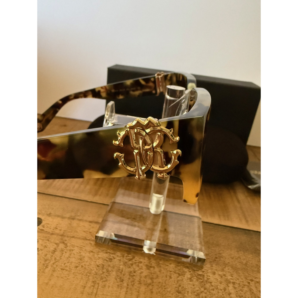 Roberto Cavalli SRC016 0AGG Sunglasses Women's Tortoise Oversized Square Italy - Picture 5 of 11